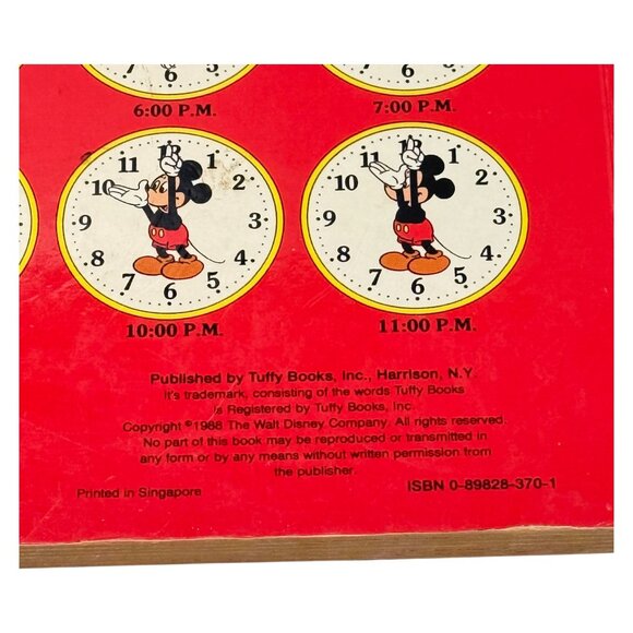 Walt Disneys Mickey Mouse Clock Working Hands Board Book Vintage 1988 - Picture 7 of 10